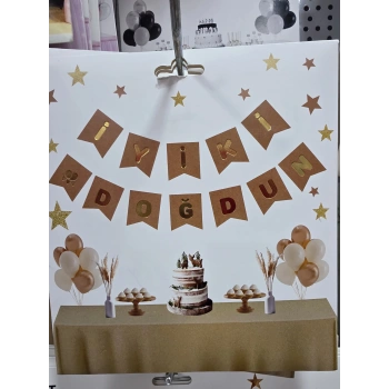 İyiki Doğdun Kraft Gold Kağıt Banner