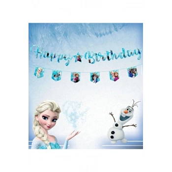 Snow Flakes Karlar Ülkesi Happy Birthday Banner