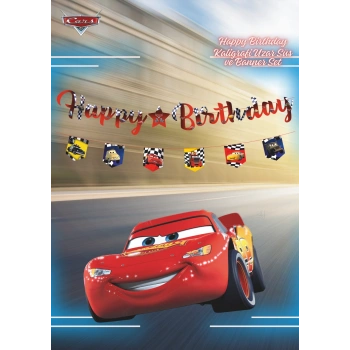 Şimşek McQueen Temalı Yarış Arabası Happy Birthday Banner