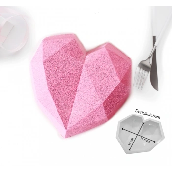 Büyük Elmas Kalp Silikon Pinyata Kalıbı