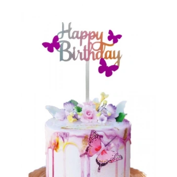 Happy Birthday Pasta Üstü Süs Cake Topper