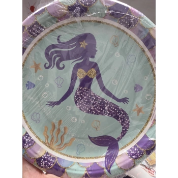 Karton Tabak Deniz Kız 23 cm 8 Parça