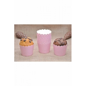 Makaron Bebek Pembe renk Cupcake Kapsül 25 adet 6.5x5 cm
