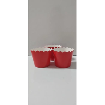 Makaron Kırmızı renk Cupcake Kapsül 25 adet 6.5x5 cm
