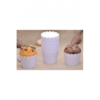 Makaron Lila renk Cupcake Kapsül 25 adet 6.5x5 cm