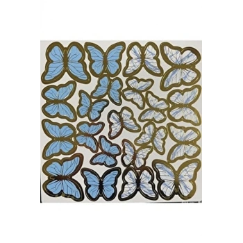 Mavi Gold Dekoratif Kelebek Baskılı Kuşe Kağıt 1 Sayfa