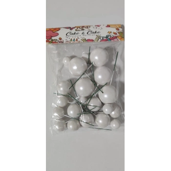 Pasta süsleme topları sedef beyaz