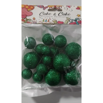 Pasta süsleme topları yeşil simli