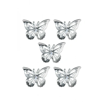 Pleksi Pasta Süsü Dekor Kelebek 10 lu Gold Gümüş Seçenekli