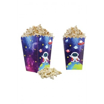 Uzay Temalı Karton Mısır Kutusu Popcorn 8 li