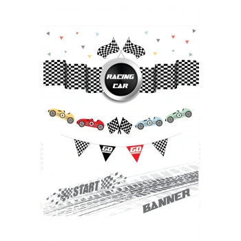 Yarış Arabalı Temalı Banner 9 Parça