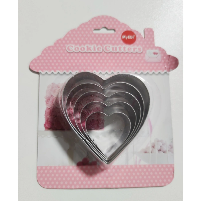 5 li Kalp Metal Kurabiye Şeker Hamuru Kesici