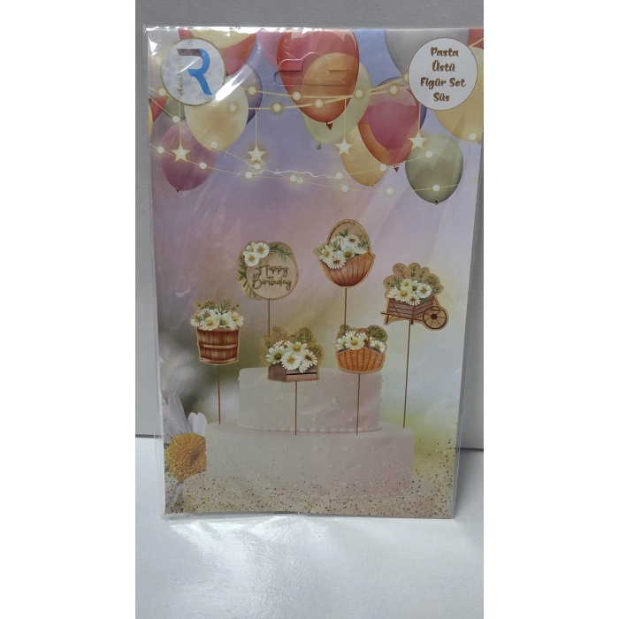 Çiçek Temalı Pasta Üstü Süs