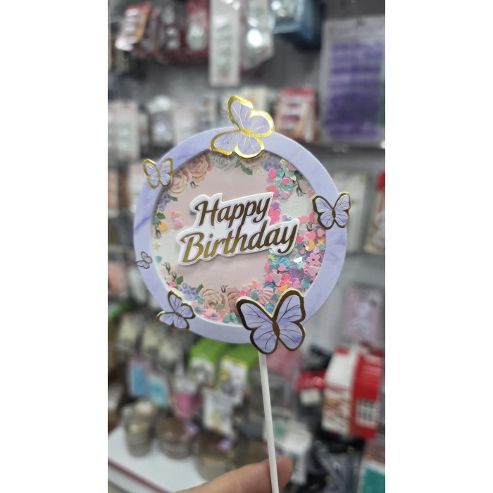 Pasta Üstü Dekor Çubuklu Kelebek Süs