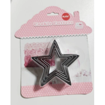 5 li Yıldız Metal Kurabiye Şeker Hamuru Kesici