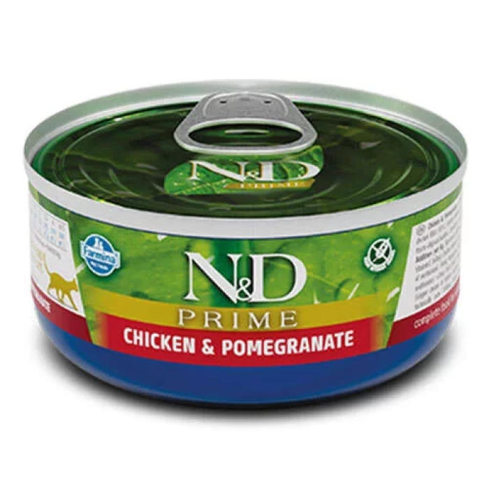 N&D Prime Tahılsız Tavuk Etli ve Narlı Kedi Konservesi 70 Gr