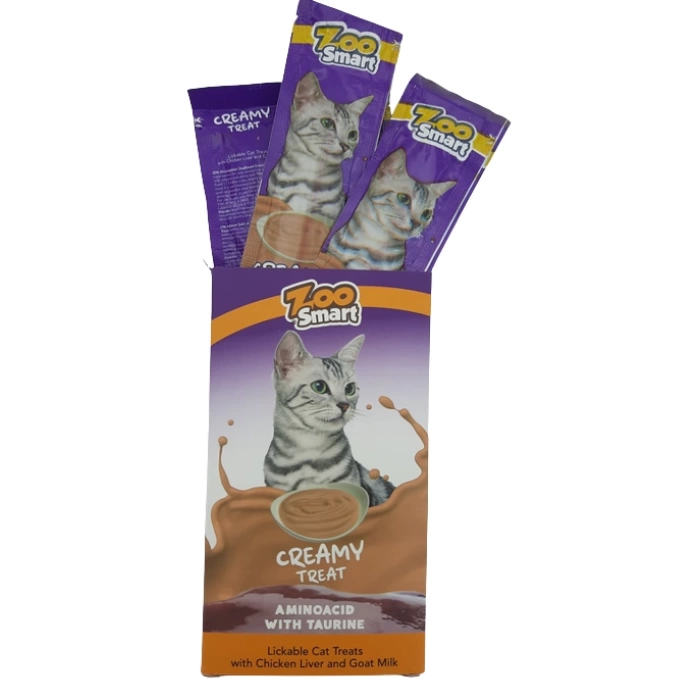 ZooSmart Creamy Treat Tavuk Ciğer Keçi Sütlü Kedi Ödülü 4x15 Gr.