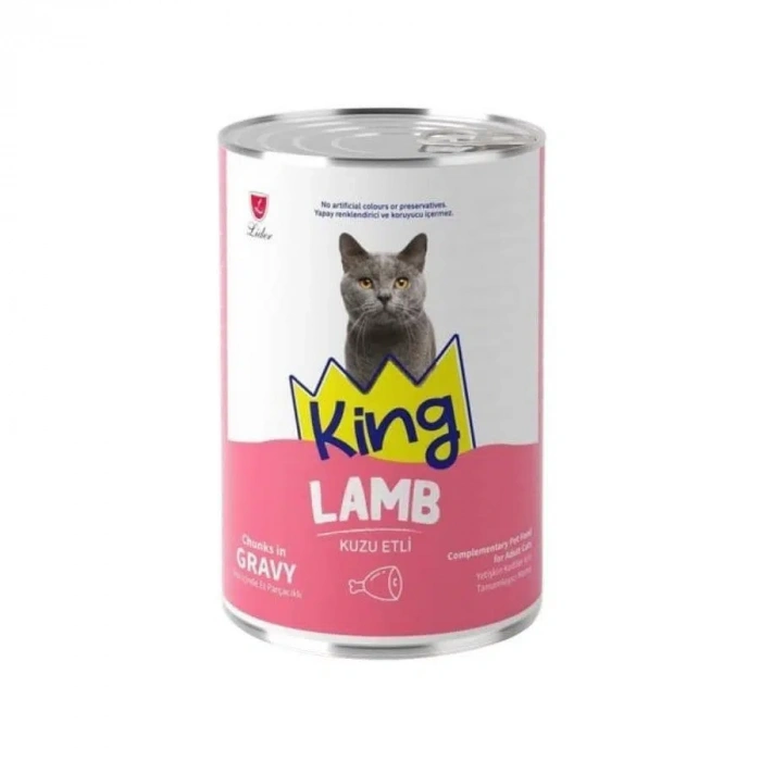 King Sos İçinde Et Parçacıklı Kuzu Etli Yetişkin Kedi Konservesi 400 gr