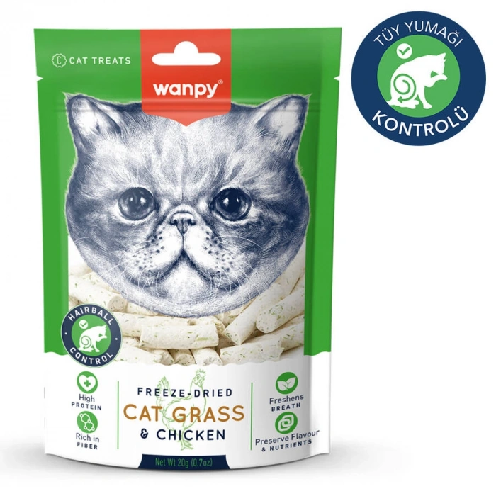 Wanpy Dondurulmuş Kedi Çimi ve Tavuklu Kedi Ödülü 20 Gr