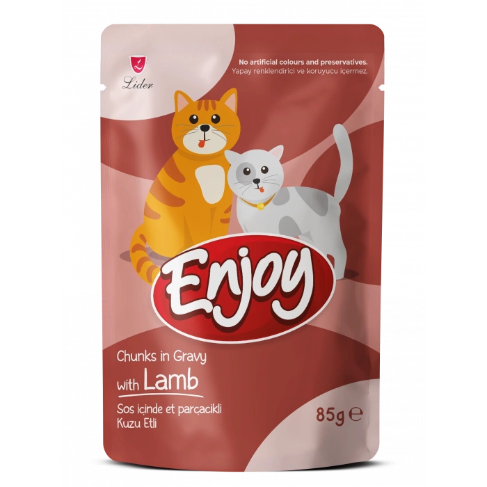 Enjoy Pouch Kuzu Etli Yaş Kedi Maması 85 Gr