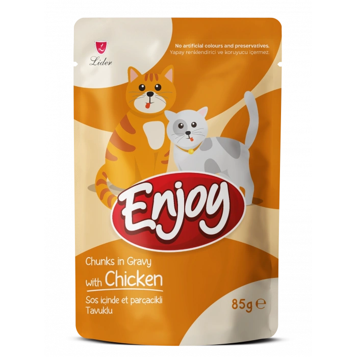 Enjoy Pouch Tavuk Etli Yaş Kedi Maması 85 Gr