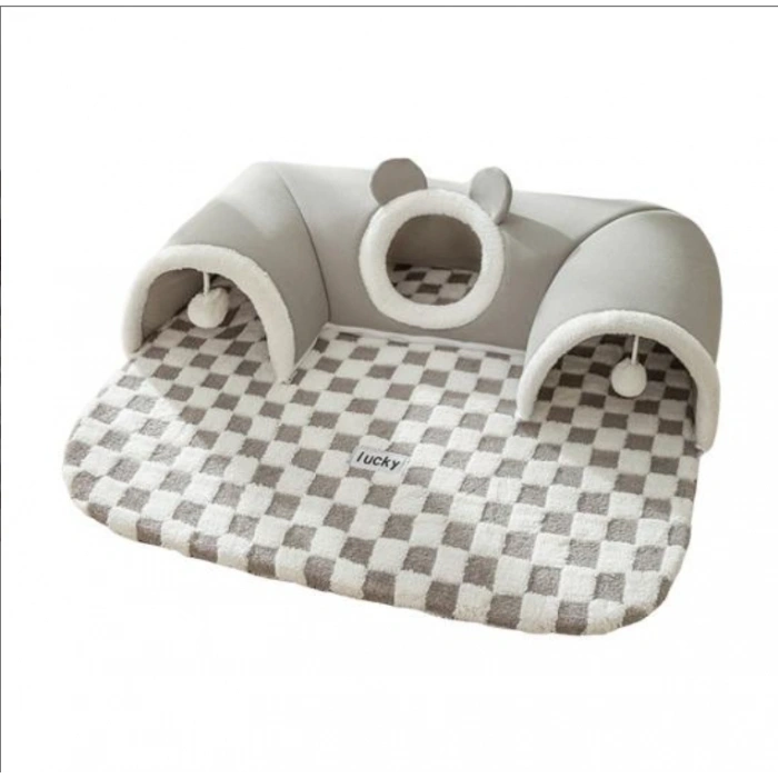 Tünel Şeklinde Toplu Kedi Yatağı ve Oyun Evi 75x55 cm