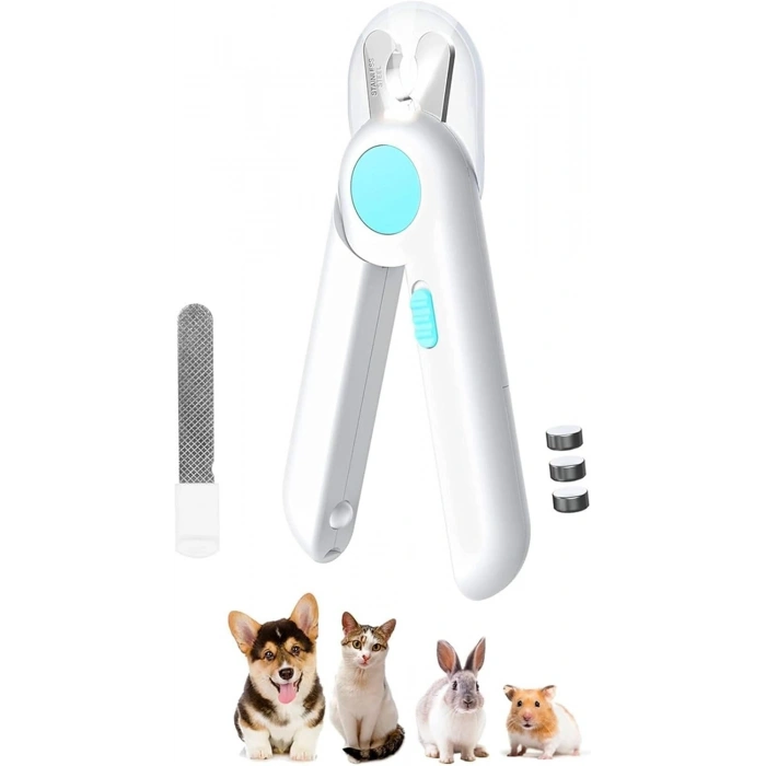 Işıklı Törpülü Evcil Hayvan Tırnak Makası Mavi