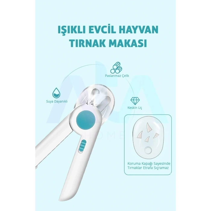 Işıklı Törpülü Evcil Hayvan Tırnak Makası Mavi