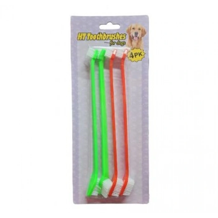 Çift Taraflı Kedi Köpek Diş Fırçası Seti 4lü