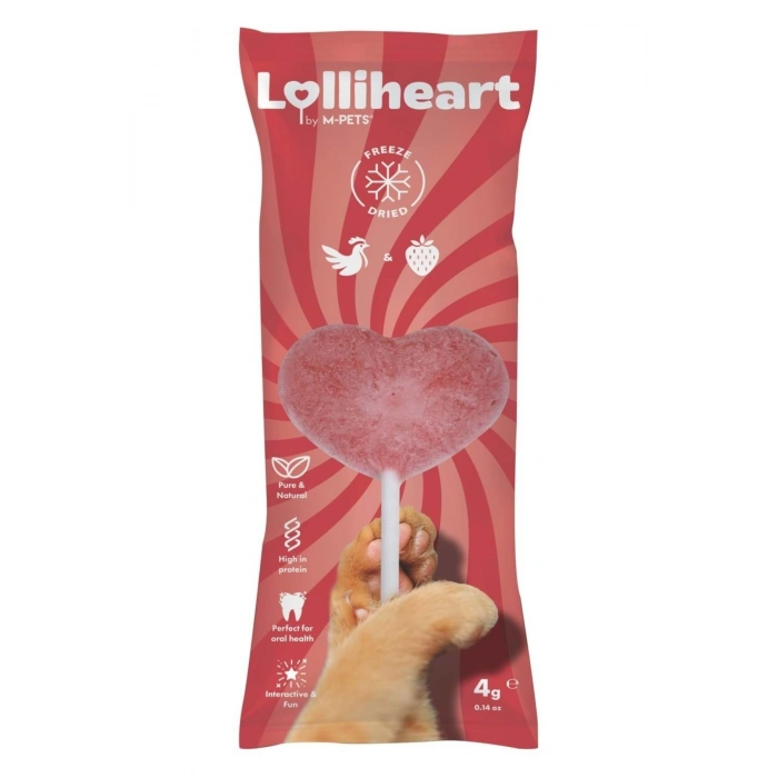 M-Pets Lolliheart Tavuklu ve Çilekli Kedi Ödülü 4 Gr