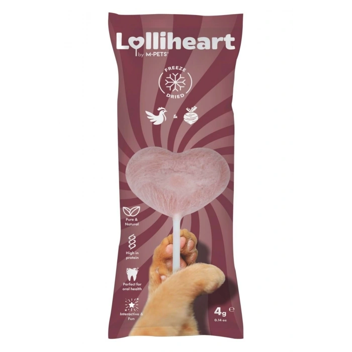 M-Pets Lolliheart Tavuklu ve Pancarlı Kedi Ödülü 4 Gr
