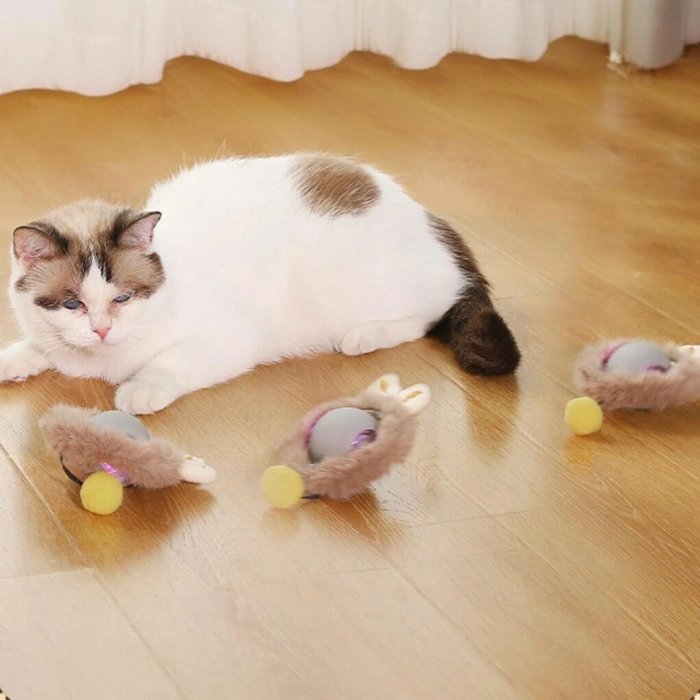 Hareketli Usb Şarjlı Tüylü Akıllı Oyun Topu İnteraktif Kedi Oyuncağı