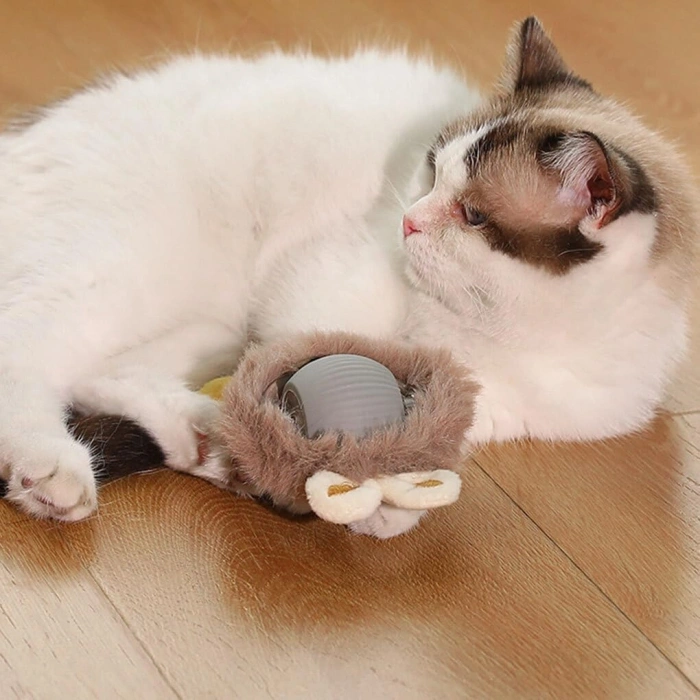 Hareketli Usb Şarjlı Tüylü Akıllı Oyun Topu İnteraktif Kedi Oyuncağı