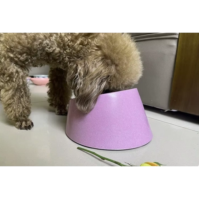 Bambu Kaymaz Taban Paslanmaz Çelik Kaseli Kedi Köpek Mama Kabı 250 ml