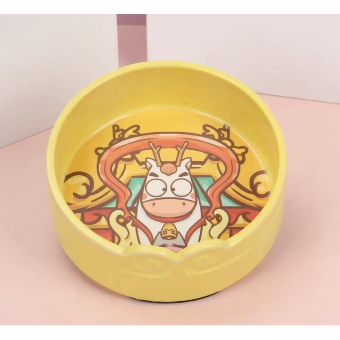 Bambu Retro Hayvan Figürlü Kedi Köpek Mama Kabı