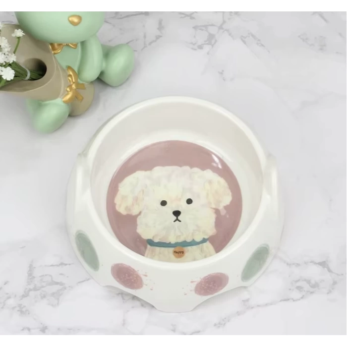Bobo Melamin Kaymaz Taban Yüz Baskılı Köpek Mama Kabı 550 ml