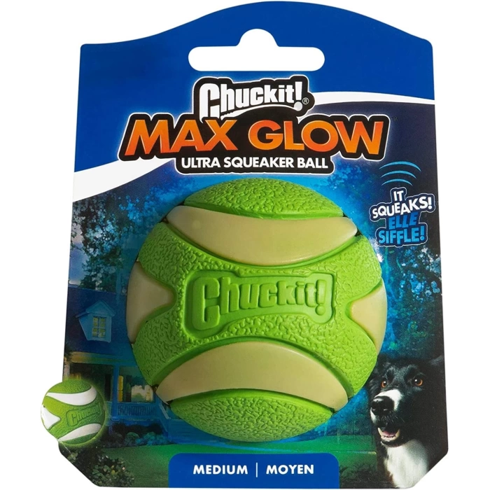 Chuckit! Max Glow Ultra Squeaker Sesli Köpek Oyun Topu Orta Boy