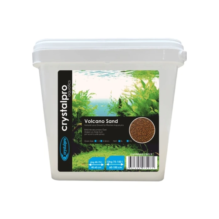 Crystalpro Volcano Sand 12 Kg - Ince Lav Kırığı Bitkili Akvaryum Kumu - 1-3 mm
