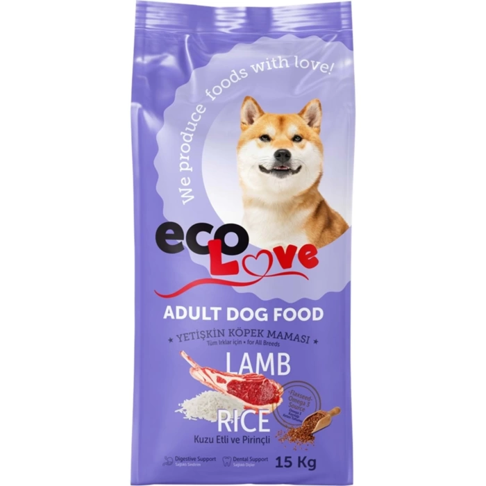 EcoLove Kuzu Etli Yetişkin Köpek Maması 15 Kg