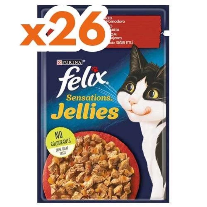 Felix Pouch Sensations Jellies Sığır Etli ve Domatesli Yaş Kedi Maması 85 Gr - 26 AL 24 ÖDE