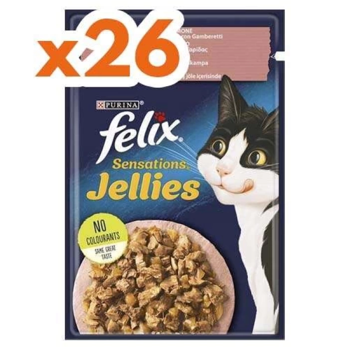 Felix Pouch Sensations Jellies Somon ve Karidesli Yaş Kedi Maması 85 Gr - 26 AL 24 ÖDE