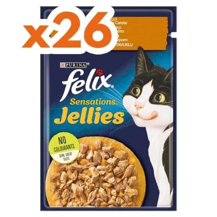 Felix Pouch Sensations Jellies Tavuk Etli ve Havuçlu Yaş Kedi Maması 85 Gr - 26 AL 24 ÖDE