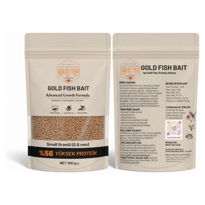 Gold Fish Bait %56 Protein Small Granül 0.8 mm – 100 g