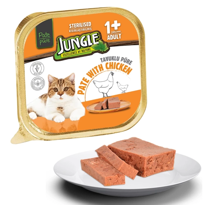 Jungle Tavuklu Kısırlaştırılmış Ezme Kedi Konservesi 100 gr