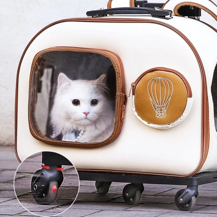 Kedi Küçük Irk Köpek Seyahat Sırt Çantası ve Tekerlekli Kullanımlı