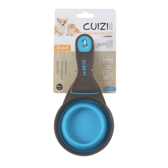 M-Pets Cuizi 3in1 Fonksiyonel Mama Ölçü Kabı 237ml Mavi
