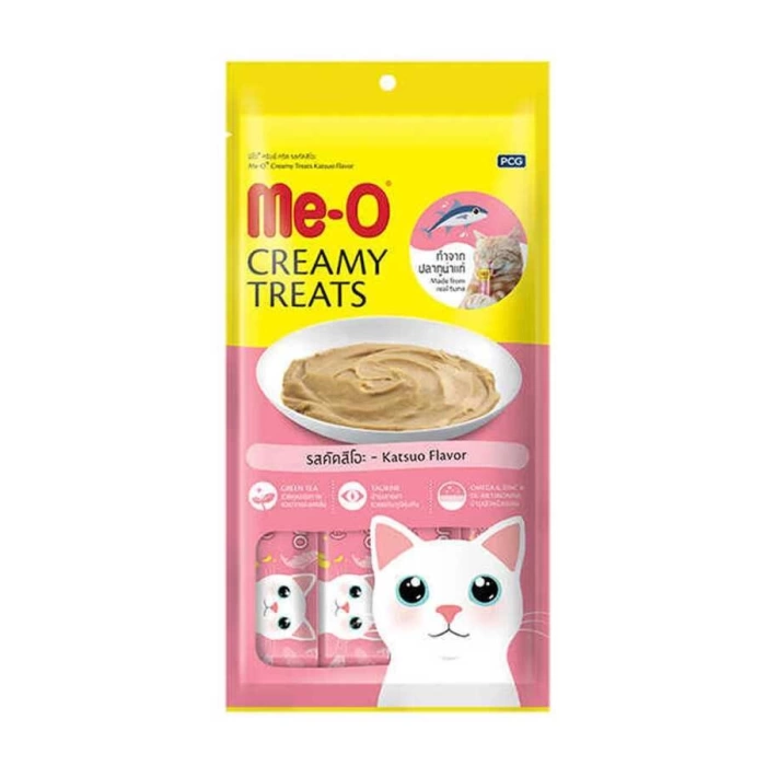 Me-O Creamy Çizgili Orkinos Balıklı Sıvı Kedi Ödül Maması 4x15 Gr