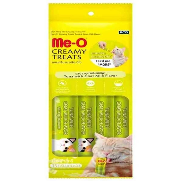 Me-O Creamy Ton Balıklı Keçi Sütlü Sıvı Kedi Ödül Maması 4x15 Gr