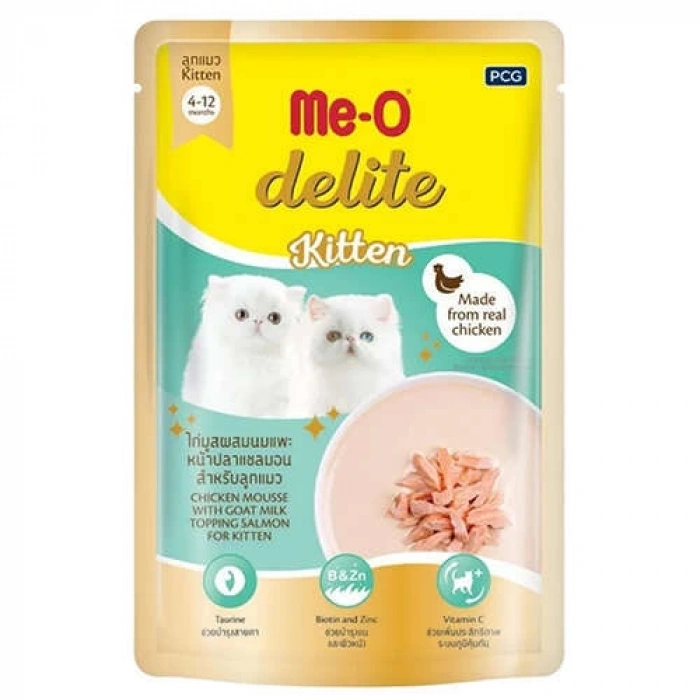 Me-O Delite Pouch Kitten Tavuklu Somonlu Ve Keçi Sütlü Yavru Kedi Yaş Maması 70 Gr