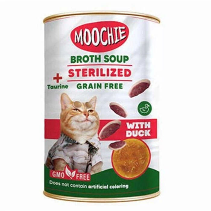 Moochie Et Suyu İçerisinde Ördekli Tahılsız Kısırlaştırılmış Kedi Çorbası 135 ML